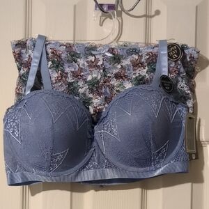 Body Frosting NWT Blue Lace Underwire Bra 42C Removable Straps